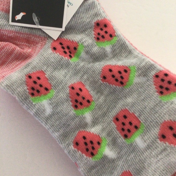 WEST LOOP 3 PAIRS LOW CUT ANKLE SOCKS NWT WATERMELON AND STRIPES - Picture 2 of 9